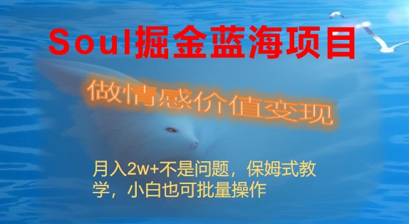 Soul掘金蓝海项目细分赛道，做情感价值变现，月入2w+不是问题-专享资源网