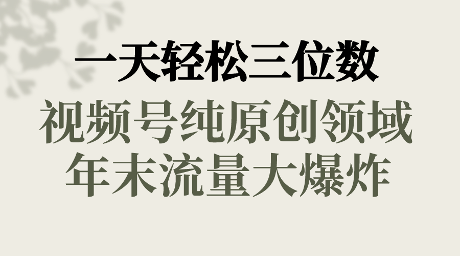 一天轻松三位数，视频号纯原创领域，春节童子送祝福，年末流量大爆炸，-专享资源网