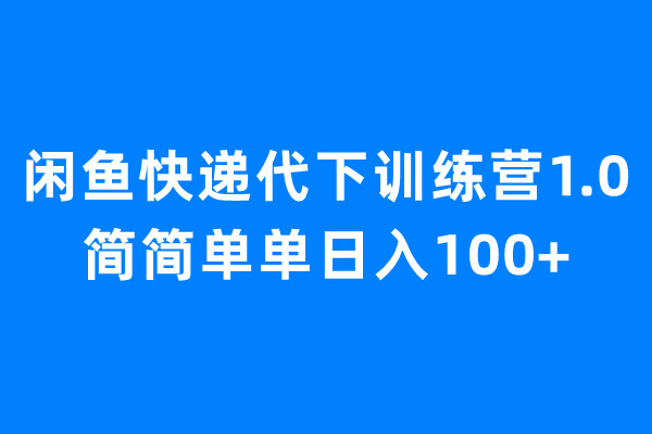 闲鱼快递代下训练营1.0，简简单单日入100+-专享资源网