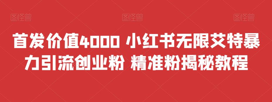 首发价值4000 小红书无限艾特暴力引流创业粉 精准粉揭秘教程-专享资源网