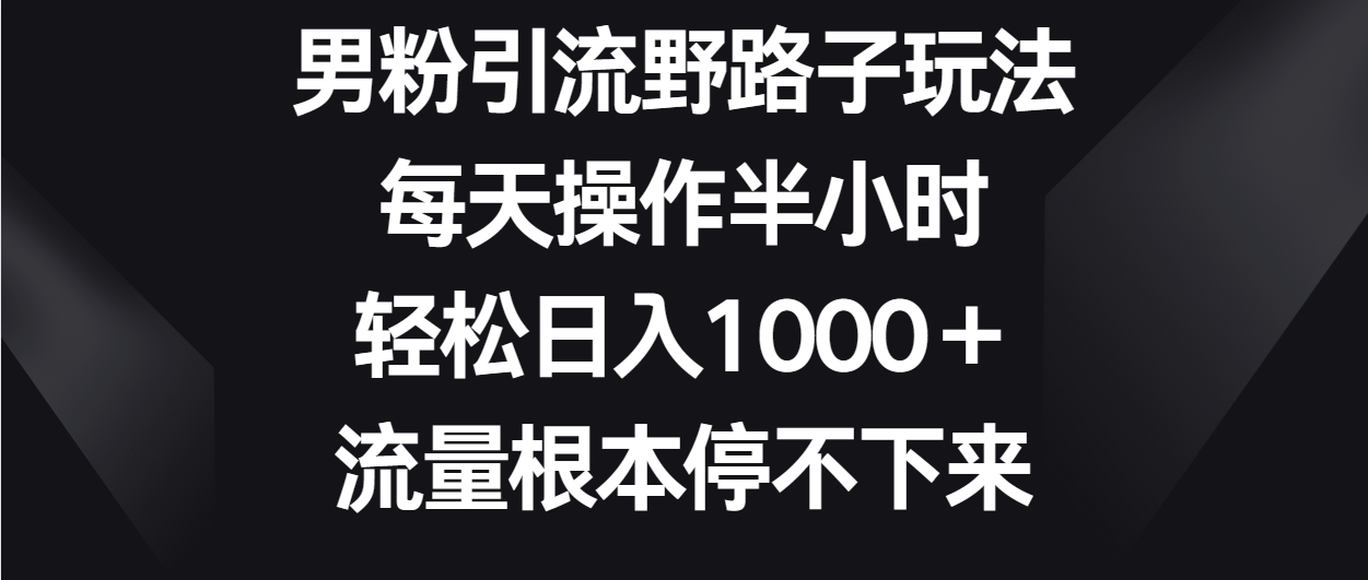 男粉引流野路子玩法，每天操作半小时轻松日入1000＋，流量根本停不下来-专享资源网