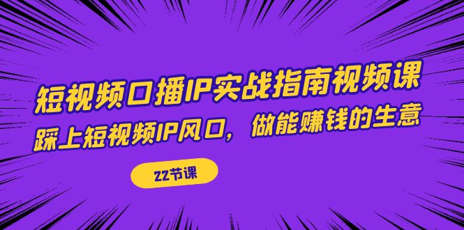 短视频口播IP实战指南视频课，踩上短视频IP风口，做能赚钱的生意（22节课）-专享资源网