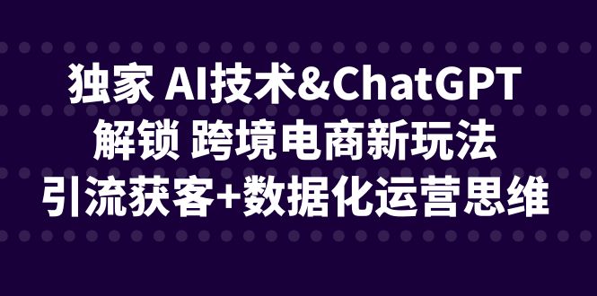 独家 AI技术&ChatGPT解锁 跨境电商新玩法，引流获客+数据化运营思维-专享资源网