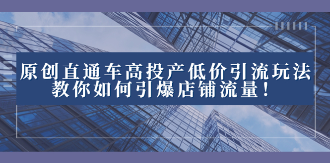 2023直通车高投产低价引流玩法，教你如何引爆店铺流量！-专享资源网