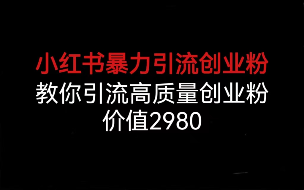 小红书暴力引流创业粉，教你引流高质量创业粉，价值2980-专享资源网