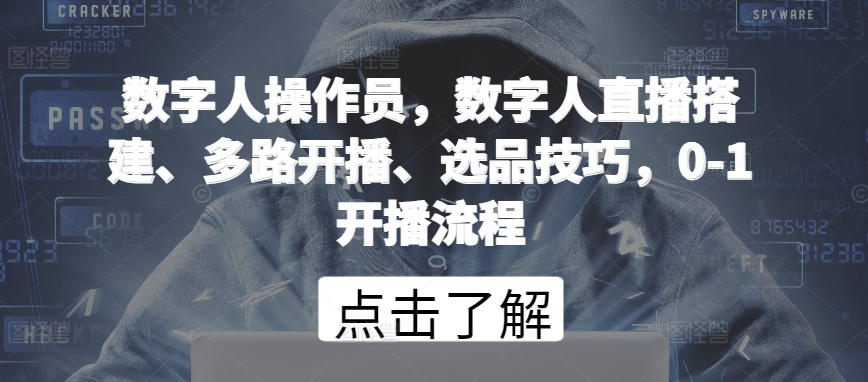 数字人操作员，数字人直播搭建、多路开播、选品技巧，0-1开播流程-专享资源网