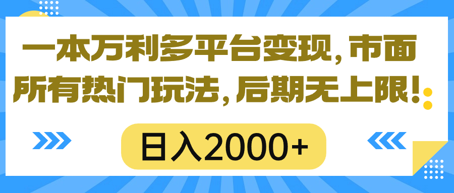 （10311期）一本万利多平台变现，市面所有热门玩法，日入2000+，后期无上限！-专享资源网