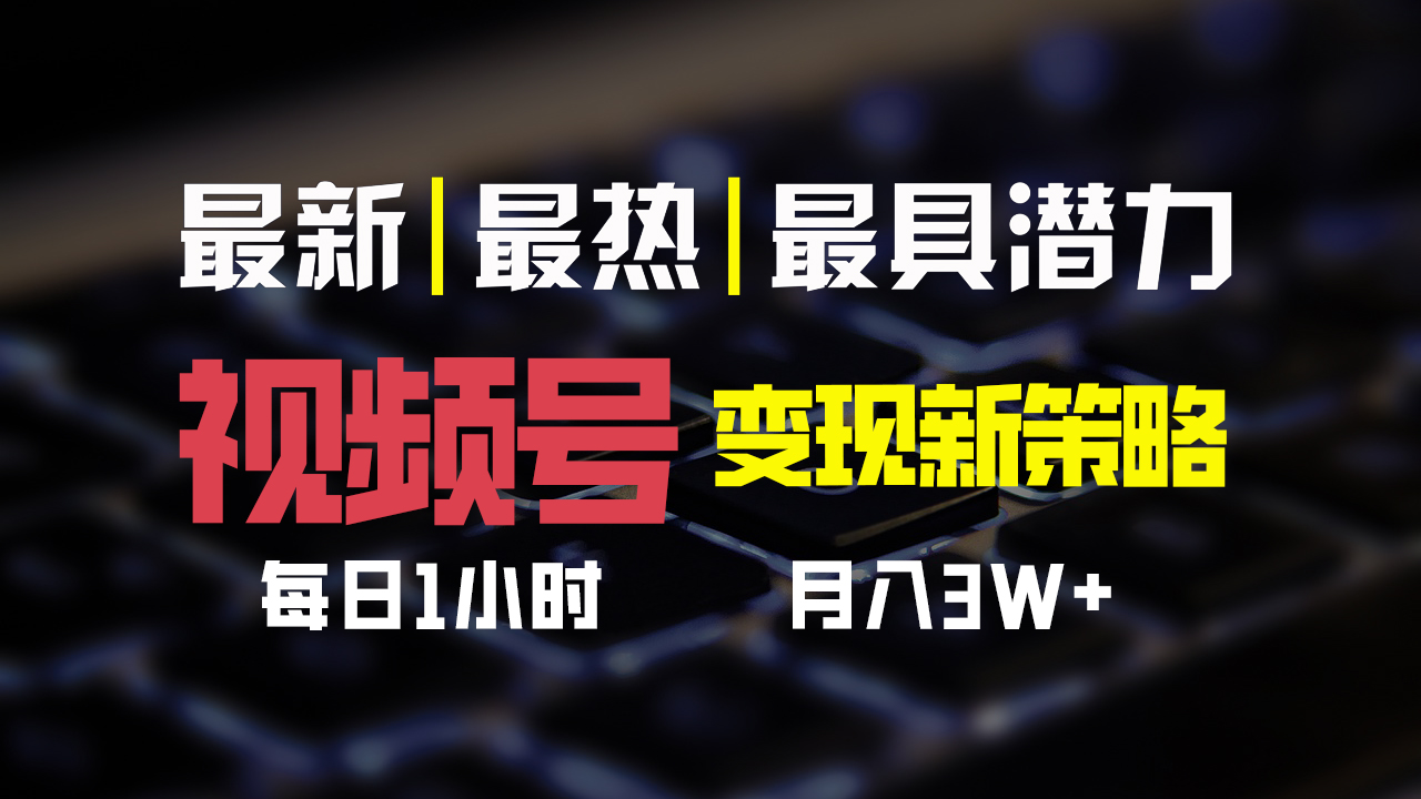 视频号变现新策略，每日一小时月入30000+-专享资源网