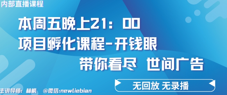 4.26日内部回放课程《项目孵化-开钱眼》赚钱的底层逻辑-专享资源网