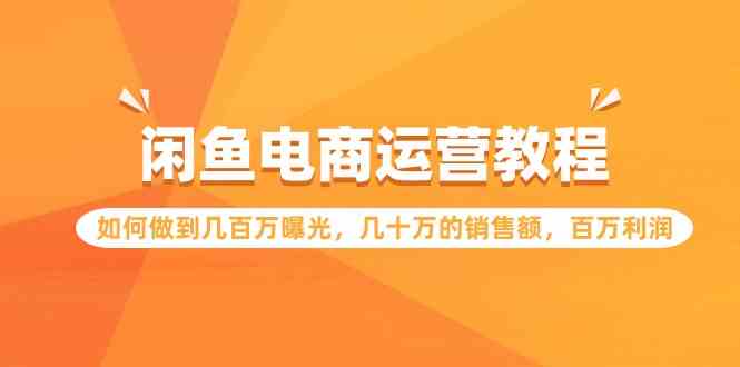 （9560期）闲鱼电商运营教程：如何做到几百万曝光，几十万的销售额，百万利润-专享资源网