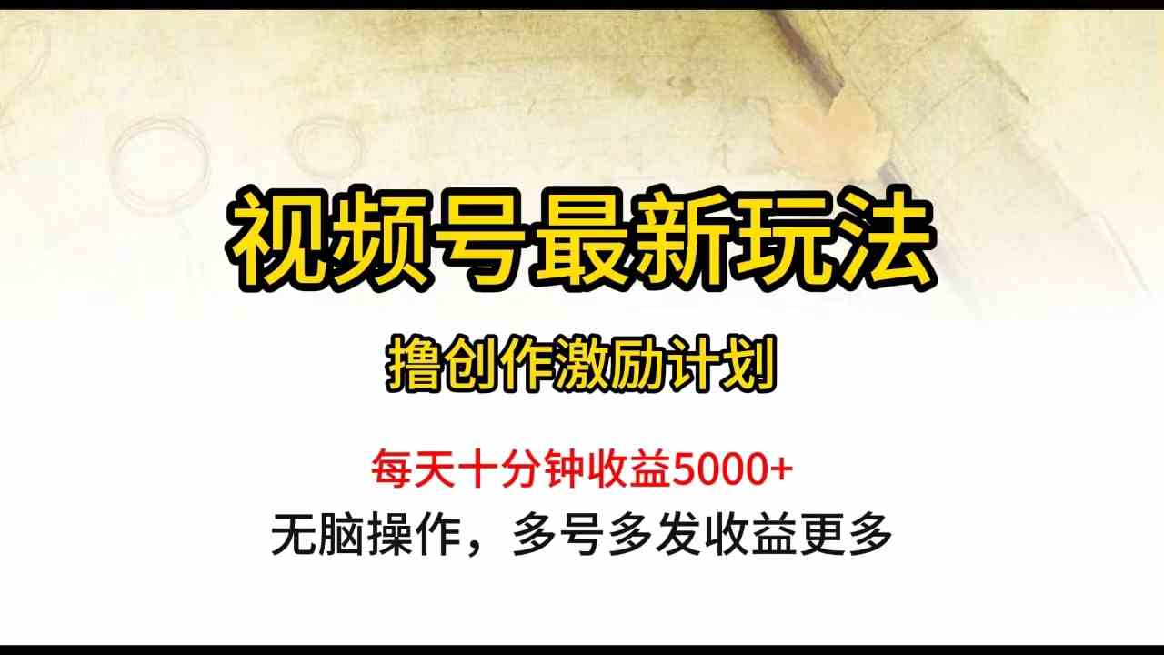 （10087期）视频号最新玩法，每日一小时月入5000+-专享资源网