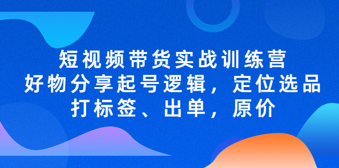 短视频带货实战训练营，好物分享起号逻辑，定位选品打标签、出单，原价-专享资源网