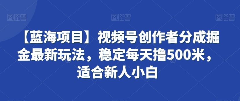 视频号创作者分成掘金最新玩法，稳定每天撸500米，适合新人小白-专享资源网