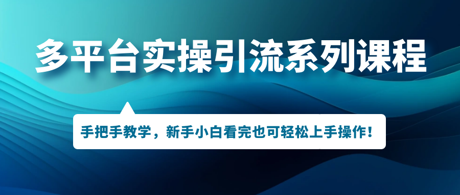 多平台实操引流系列课程，手把手教学，新手小白看完也可轻松上手引流操作！-专享资源网