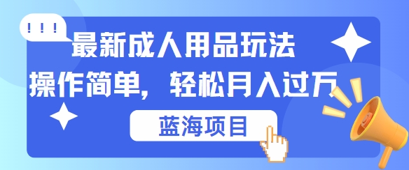 最新成人用品项目玩法，操作简单，动动手，轻松日入几张【揭秘】-专享资源网