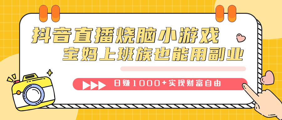 抖音直播烧脑小游戏，不需要找话题聊天，宝妈上班族也能用副业日赚1000+-专享资源网