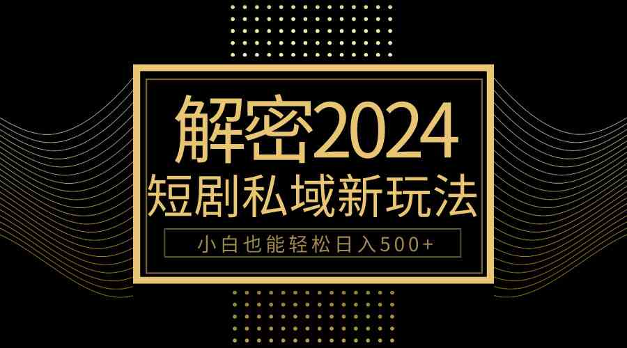 （9951期）10分钟教会你2024玩转短剧私域变现，小白也能轻松日入500+-专享资源网