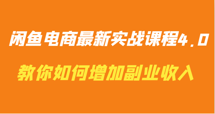 闲鱼电商最新实战课程4.0-教你如何快速增加副业收入-专享资源网