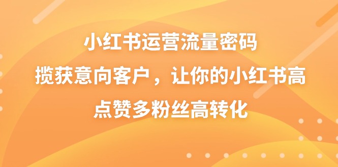 小红书运营流量密码，揽获意向客户，让你的小红书高点赞多粉丝高转化-专享资源网