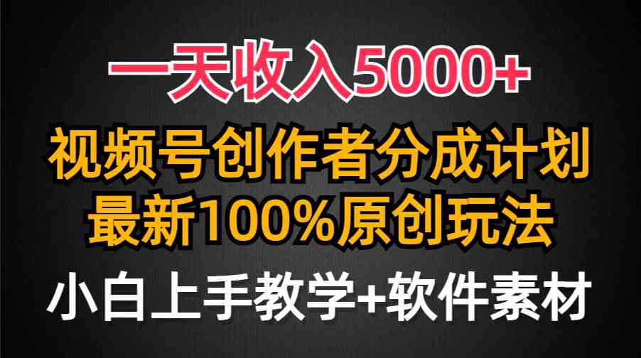 （9599期）一天收入5000+，视频号创作者分成计划，最新100%原创玩法，小白也可以轻…-专享资源网