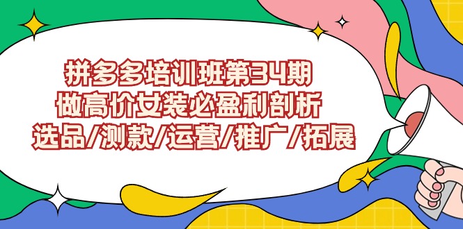 拼多多培训班第34期：做高价女装必盈利剖析 选品/测款/运营/推广/拓展-专享资源网