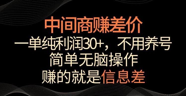 中间商赚差价，一单纯利润30+，简单无脑操作，赚的就是信息差，轻轻松松日入1000+【揭秘】-专享资源网