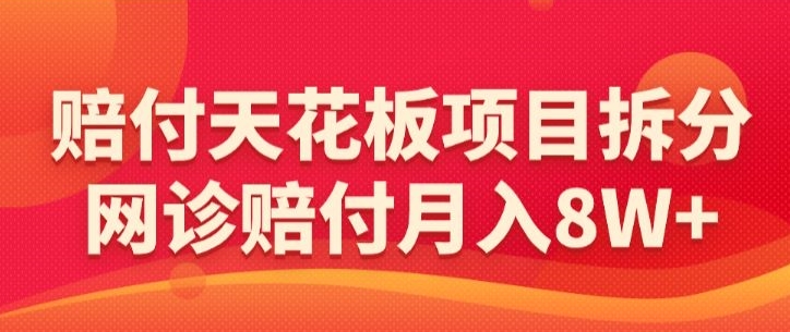 赔付天花板项目拆分，网诊赔付月入8W+-【仅揭秘】-专享资源网