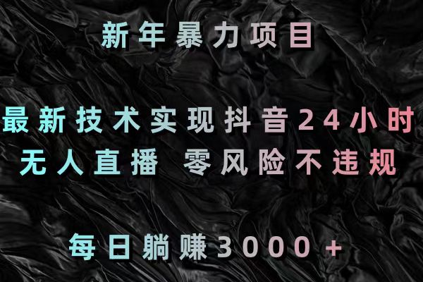 新年暴力项目，最新技术实现抖音24小时无人直播 零风险不违规 每日躺赚3000-专享资源网