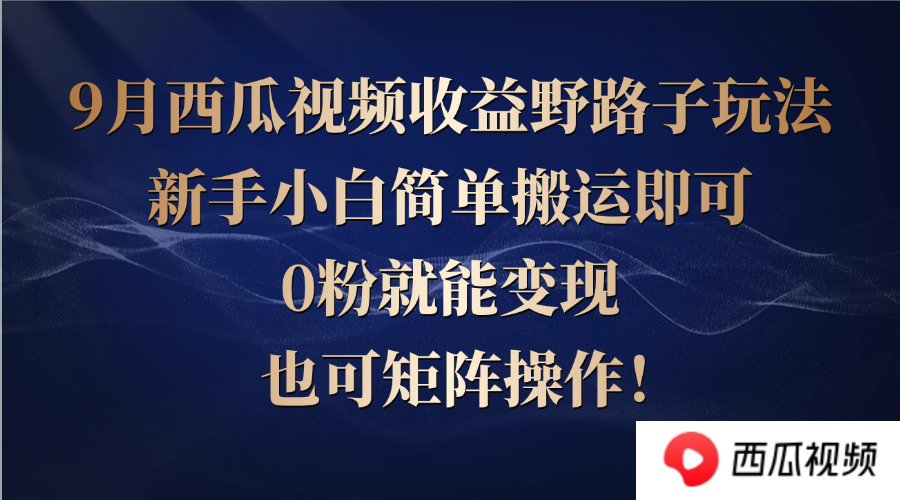 西瓜视频收益野路子玩法，新手小白简单搬运即可，0粉就能变现，也可矩…-专享资源网