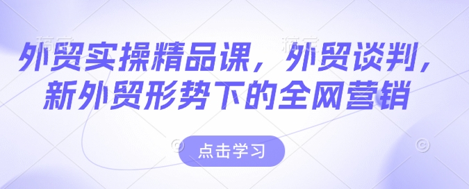 外贸实操精品课，外贸谈判，新外贸形势下的全网营销-专享资源网