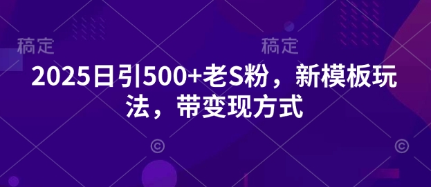 2025日引500+老S粉，新模板玩法，带变现方式-专享资源网