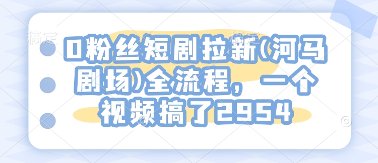 0粉丝短剧拉新(河马剧场)全流程，一个视频搞了2954-专享资源网