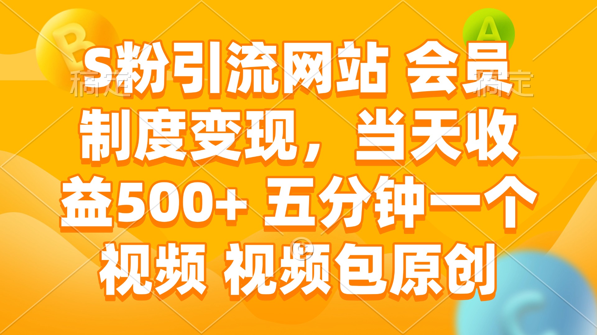 （14129期）S粉引流网站 会员制度变现，当天收益500+ 五分钟一个视频 视频包原创-专享资源网