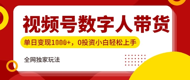 最新视频号数学人带货实操玩法，新手单日轻松多张，全程干货-专享资源网