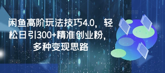 闲鱼高阶玩法技巧4.0，轻松日引300+精准创业粉，多种变现思路-专享资源网