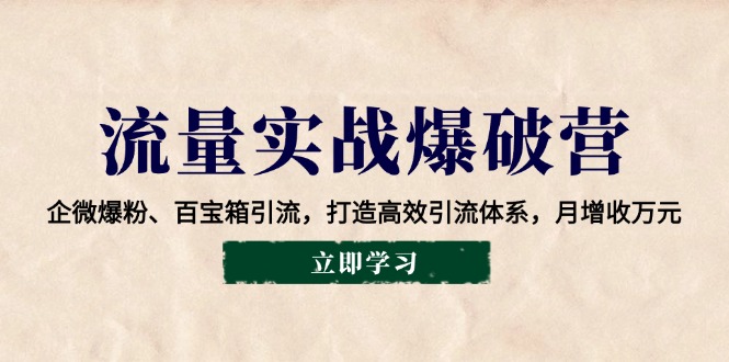 （14039期）流量实战爆破营：企微爆粉、百宝箱引流，打造高效引流体系，月增收万元-专享资源网