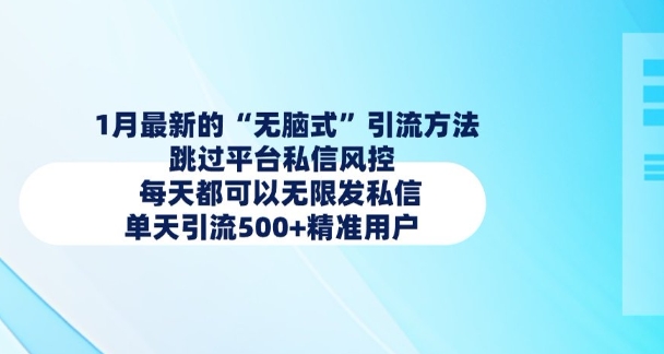 1月最新的无脑式引流方法，跳过平台私信风控，每天都可以无限发私信，单天引流500+精准用户-专享资源网