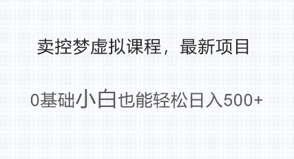 最新小众项目，利用人们猎奇的心理卖控梦虚拟课程，0基础小白也能轻松日入多张-专享资源网